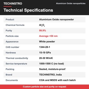 Nanoparticules d'oxyde d'aluminium de haute pureté Al2O3 nanopoudre 99,9 % <50 nm pour céramiques avancées et supports catalytiques - Product Image 2