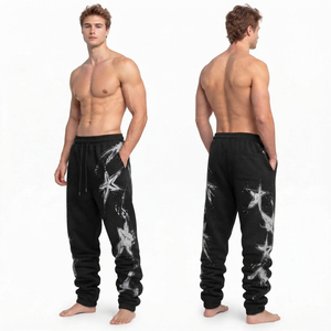 Pantalones Deportivos Personalizados para Hombre, Estilo Urbano, con Cordón en la Cintura, Tejido Grueso, Pantalones Deportivos Apilados - Product Image 2