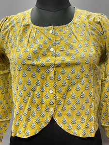 Haut en coton imprimé à la main pour femmes |   Vêtements d'été décontractés, coupe confortable, hauts de mode pour tous les jours - Product Image 5