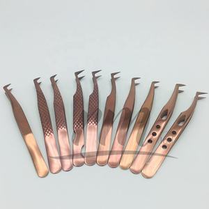 Pince à épiler professionnelle pour cils en acier inoxydable de haute qualité, couleur or rose, logo personnalisable, pointe arrondie pour volume, très vendue - Product Image 3
