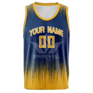 Custom Unisex Tennis Jersey Blue Yellow Gradient Mesh Sleeveless Tank Top Breathable Heat-Transfer Printing Front 3D Pattern - Product Image 2