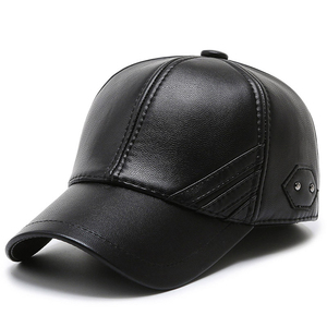 Wholesale Men Leather Baseball <b>Cap</b> <b>Winter</b> Hat <b>Caps</b> Gorras De Beisbol Original Invierno Lana Gorra De Cuero - Product Image 4