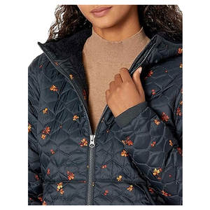 Womens Lightweight Quilted Full-Zip Water-Resistant Sherpa-<b>Lined</b> Hooded Puffer Jacket Warm Cozy Insulated Winter <b>Coat</b> Casual - Product Image 3