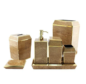 Premium Metcraft <b>Brushed</b> Antique Gold Steel Bathroom Counter Collection Fine Linear Texture Elegant Chamfered Edges Easy Set - Product Image 1