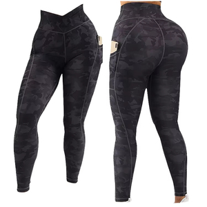 Leggings Deportivos de Yoga con Cintura en V y Bolsillos Laterales para Mujer, Personalizados con Estampado de Alta Calidad, Ideales para Pilates - Product Image 1