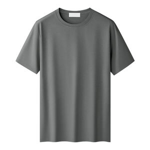 T-shirt décontracté à manches courtes pour homme, col rond, en modal mercerisé et acétate 280G, avec broderie de logo personnalisée OEM - Product Image 4