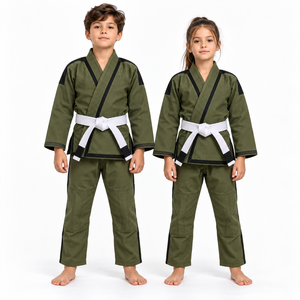 Kimono de Jiu Jitsu Brasileño Transpirable Azul para Niños con Ribete Amarillo y Cinturón Blanco, Conjuntos Unisex de Jiu Jitsu Brasileño - Product Image 5