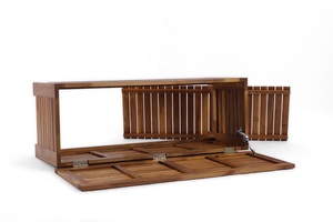 Boîte de rangement de jardin en bois naturel, construite avec une structure robuste en panneaux, résistante aux intempéries et pratique pour une utilisation en extérieur - Product Image 4