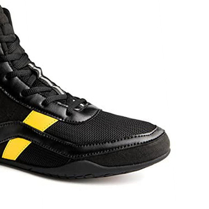 <b>Red</b> High Top Boxing <b>Shoes</b> Breathable Hook and Loop Closure <b>Leather</b> Kickboxing Training <b>Shoes</b> for Adults Unisex Customizable - Product Image 3