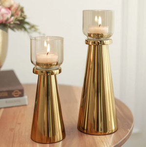 Gold <b>Brass</b> Handmade UV Printed Birthday <b>Candlestick</b> <b>Holder</b> Set Tealight Glass Votive Home Decoration Centerpiece - Product Image 4