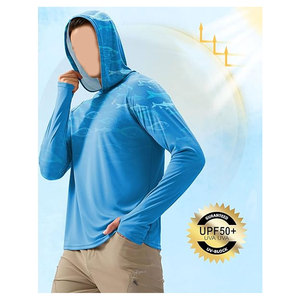 Camiseta con Capucha de Protección Solar UPF 50+, Camiseta de Pesca de Manga Larga con Protección UV, Ligera, Transpirable y de Secado Rápido para Hombre - Product Image 4