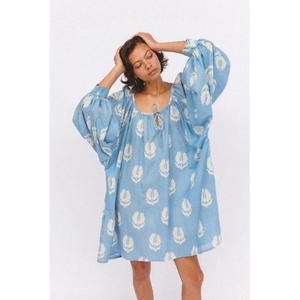 Vestido Mini Ria de Algodón 100% Hecho a Mano de Forma Ética - Ecológico y Transpirable, Cómodo, Suave y de Corte Holgado - Product Image 1