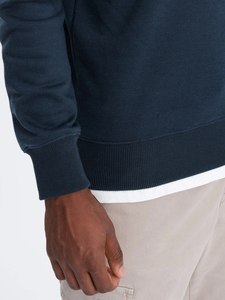 <b>Men's</b> Navy Blue Crew Neck Sweatshirt With Brand Print Regular Fit Cotton <b>Pullover</b> Casual Wear Autumn Style and affordable prices - Product Image 4