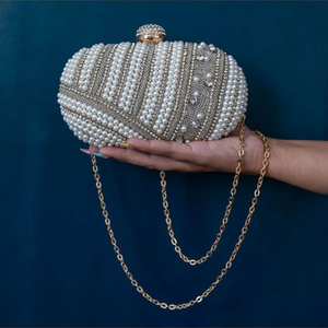 Modern Pearl Embellished Beaded Bridal Clutch Handmade Flower Crystal Evening Purse Custom <b>Wedding</b> Decoration Gift - Product Image 5
