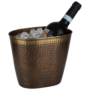 Cubo de Hielo de Cobre Hecho a Mano, Forma Redonda, Diseño Floral, Estilo Vintage, Enfriador de Bebidas Metálico, Soporte para Fiestas, Enfriador de Vino para Bar - Product Image 5