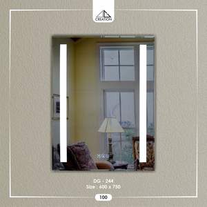 Eleve la elegancia de su sala de estar con este espejo LED de doble color montado en la pared, con regulador de intensidad, diseño decorativo sin marco y ecológico. - Product Image 1