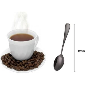 Set di 6 Cucchiaini da Espresso in Acciaio Inossidabile Nero, Piccoli Utensili per Caffè e Tè, Pratici per Dessert e Tè - Product Image 2