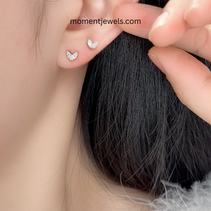 Rhodium Plated 925 Sterling <b>Silver</b> Moissanite <b>Stud</b> Earrings for Women V Shape Moissanite Ear <b>Studs</b> Claw Setting Simple Style - Product Image 4