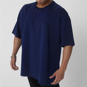 T-shirt en coton blanc de haute qualité, style streetwear, coupe oversize à épaules tombantes, personnalisable avec logo imprimé, tissu épais, pour homme - Product Image 2