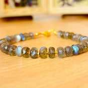 Handmade <b>Labradorite</b> Beaded Charm <b>Bracelet</b> 925 Sterling Silver Silver Plated Luxury Natural Gemstone Jewelry Gift for Women - Product Image 3