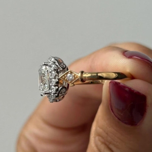 2 CT Cushion Cut Lab Grown Diamond Engagement <b>Ring</b>, Halo Wedding <b>for</b> <b>Women</b>, 14K Gold Alternative Anniversary & Birthday <b>For</b> Her - Product Image 5