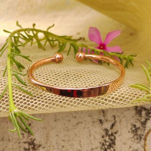Handmade Pure Copper Ball End Cuff <b>Bangle</b> Solid Metal Copper Craft <b>Torque</b> Open Choker Healing Jewelry For <b>Men</b> & Women OEM - Product Image 1