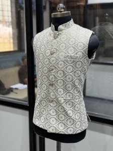 High Quality Men's Designer Reception Wear <b>Nehru</b> <b>Waistcoat</b> Luxury Embroidered Ethnic Vest Global Wholesale Supplier Bulk Order - Product Image 4