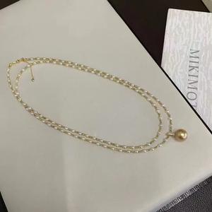 Collar de Perlas Blancas Doradas Naturales de 9-11 mm, Casi Perfectas, Cadena Explosiva para Suéter con Ligeras Imperfecciones para Piel de Bebé - Product Image 1