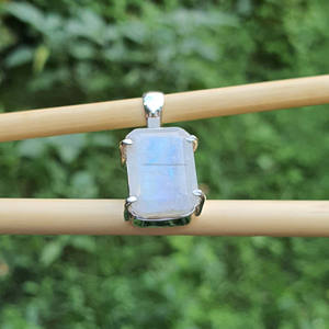 Colgantes de Plata de Ley 925 de Lujo con Piedra Lunar Arcoíris Natural, Engaste Clásico Rectangular, Chapado en Oro, Joyería de Boda - Product Image 4