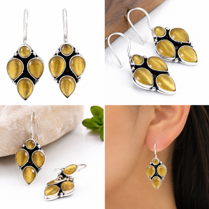Trade assurance oxidized <b>silver</b> dangle blue stone <b>earrings</b> for <b>women</b> | Bulk Supplier Direct Factory Manufacturer - Product Image 2