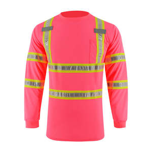 Unisex Long Sleeve <b>Hi</b> <b>Vis</b> Work Polo <b>Shirts</b> Safety Uniforms Reflective Strips Quick Dry Breathable Polyester/Cotton - Product Image 3