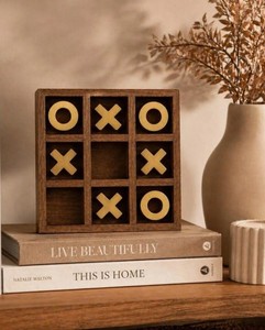 Timber Tic Tac Toe Board Innovative Design Interactive Family <b>Game</b> <b>Brain</b> Exercise Decorative Desktop Accessory - Product Image 6