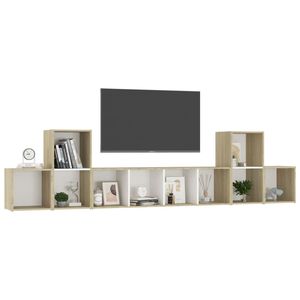 5 pezzi di legno bianco e Sonoma rovere ingegnerizzato TV Set mobile per soggiorno - Product Image 3