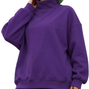 Sudadera personalizada para mujer, de cuello alto, estilo oversized, con ribetes y dobladillo en contraste, de tejido grueso tipo felpa. - Product Image 5
