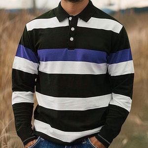 Nouveau design Maillot de rugby Polo Homme Vente en gros Col polo Épaules tombantes Color block Oversize Sweat-shirts de rugby Vêtements de sport - Product Image 4