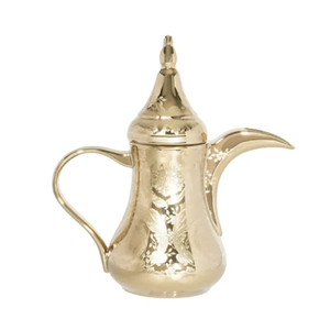 Antique brass <b>Arabic</b> Dallah pot displaying intricate vintage patterns and rustic charm. Available at wholesale price. - Product Image 4