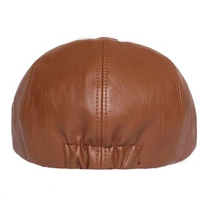 Red Leather Beret <b>Newsboy</b> Cap Eight Panel Workwear <b>Hat</b> for Women and Men - Product Image 4