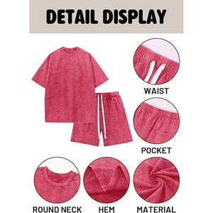 Men Vintage Washed T Shirt Shorts Set Summer Casual 2 Piece Outfit Loose Fit Cotton Streetwear Matching Set - Product Image 6