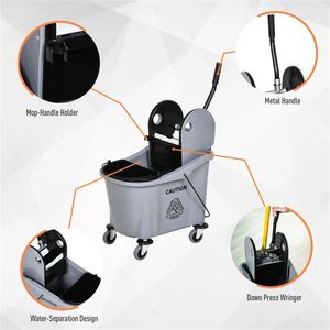 Grande Secchio Pieghevole Ecologico in Acciaio e PP con Ruote, Colorato per Uso Esterno, Secchio per Mop con Manico per Uso Domestico - Product Image 1