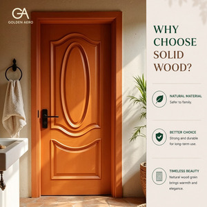 Puerta Interior Ovalada de Madera Maciza Mediterránea para Renovación de Baños, Fabricación Personalizada GA-24S - Product Image 3