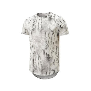 T-shirt à manches courtes pour homme, imprimé numérique abstrait, col rond, coupe ample, longueur normale, décontracté, tricoté, respirant, 300g coton/bambou - Product Image 5