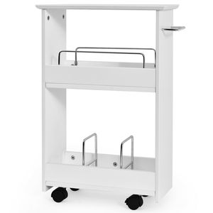 Carrello portaoggetti mobile a 3 ripiani sottile con ruote e maniglia per bagno - Product Image 1