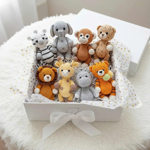 Juego de Muñecos de Animales Amigurumi Hechos a Mano, de Ganchillo, con Hilo de Algodón Suave, Modelo de Peluche, Caja de Regalo Educativa para Niños - Product Image 5