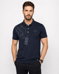 F2 WIN T-shirt décontracté pour homme, bleu marine uni, à manches courtes, en coton tricoté, séchage rapide, respirant, coupe classique, OEM 2026 - Product Image 1