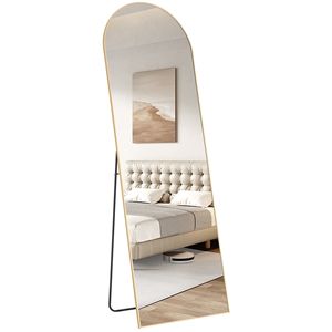Miroir sur pied arqué pleine longueur 64"x21" doré pour chambre à coucher - Product Image 4