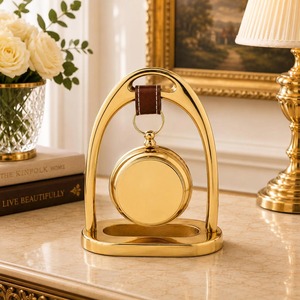 Reloj de Escritorio Moderno de Latón, Forma Circular, Movimiento de Cuarzo, Silencioso, Sin Tictac, con Sonido de Campana a las Horas, Funciona con Batería - Product Image 5