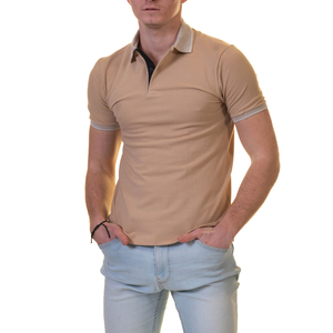 Polo en maille noire personnalisé pour homme, à fermeture éclair, manches courtes, décontracté, pour le golf, avec bordure côtelée blanche - Product Image 5