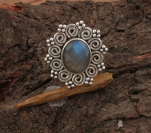 Vintage Boho Classic Bezel Setting <b>Labradorite</b> <b>Ring</b> Handmade 925 Sterling Silver Natural Gemstone Women's Wedding Anniversary - Product Image 6