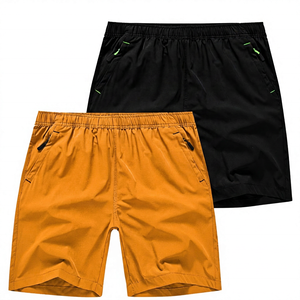 Shorts de bain en toile écologiques pour hommes, séchage rapide, respirants, taille mi-haute élastique avec poches, couleur unie gris sport noir - Product Image 5