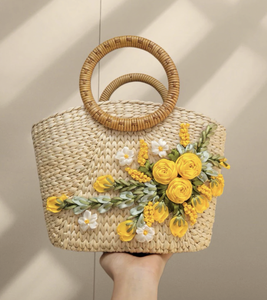 Vietnam Manufacturer Water Hyacinth Bag Natural Woven Fiber Handbag for Fashion <b>Shoulder</b> Tote Travel Daily Use Supply - Product Image 5